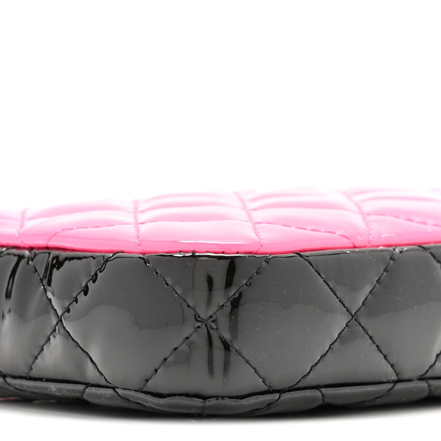 Patent Quilted Small Clutch With Chain Pink Black
