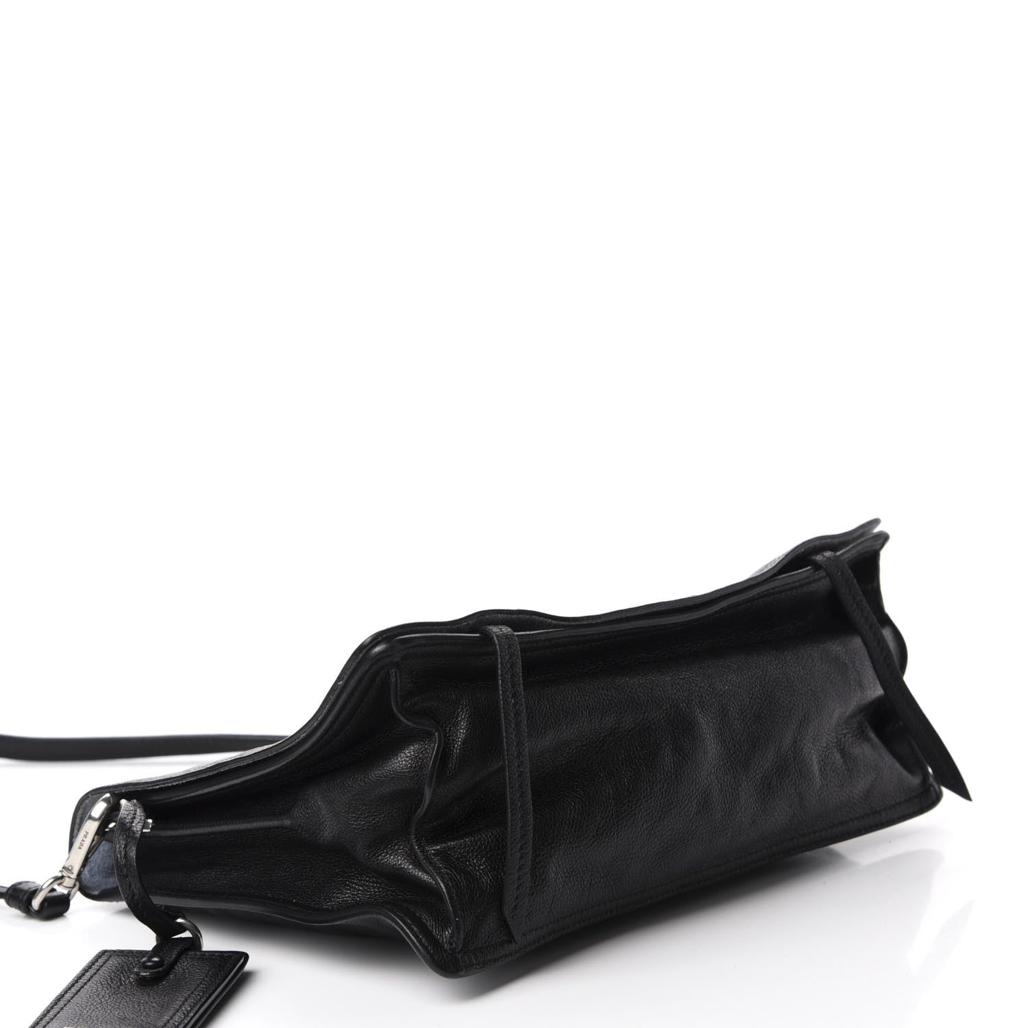 Prada Glace Calf Etiquette Flap Black Astrale 4 of 10