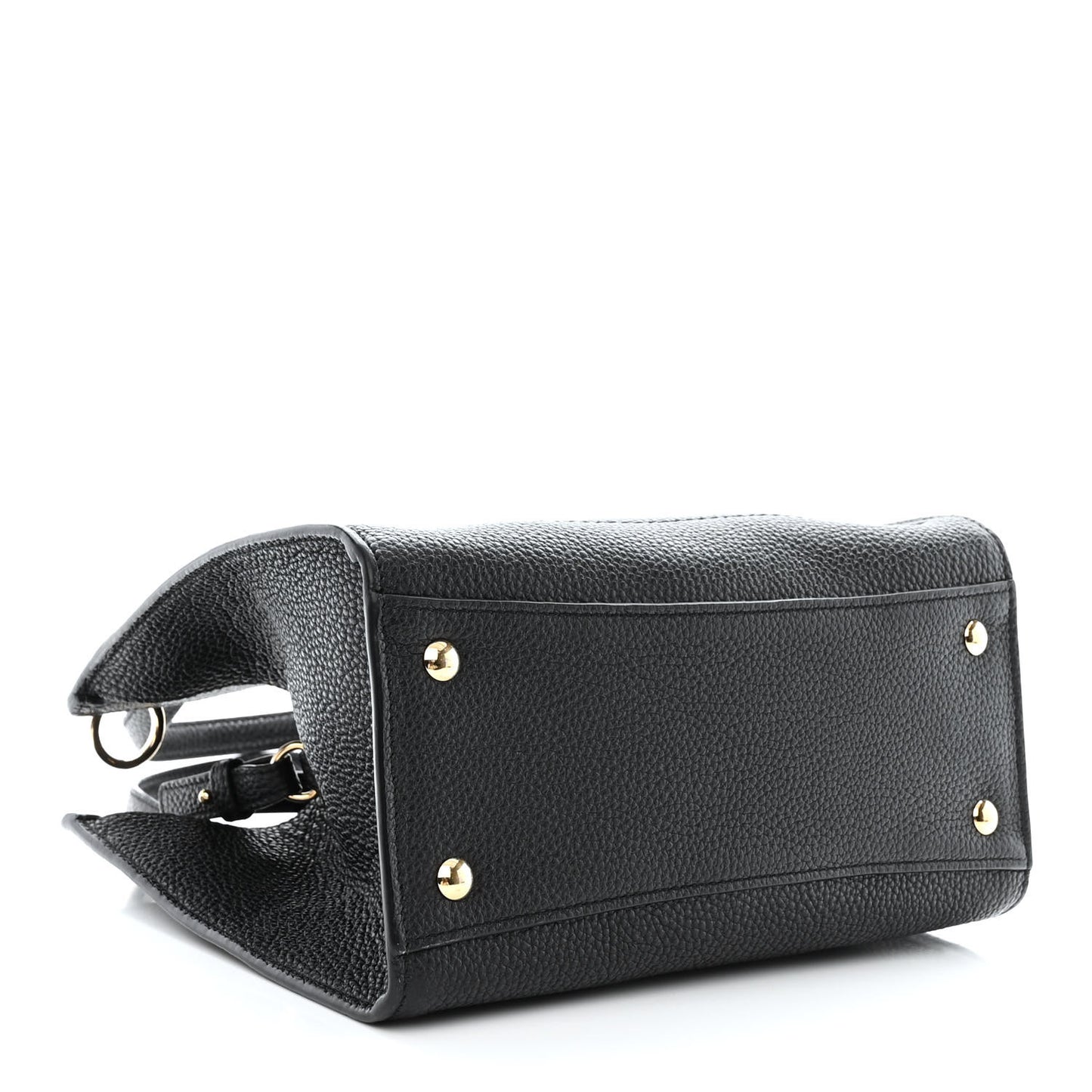 Hammered Calfskin Double Handle Small Amy Tote Black
