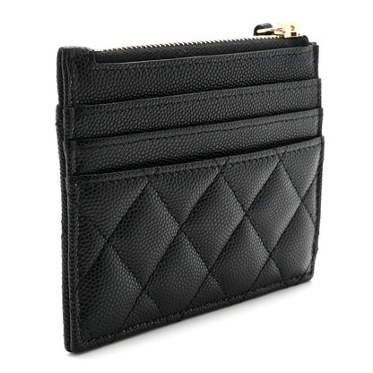 Chanel Caviar Quilted Textured CC Zip Card Holder Black 3 of 7