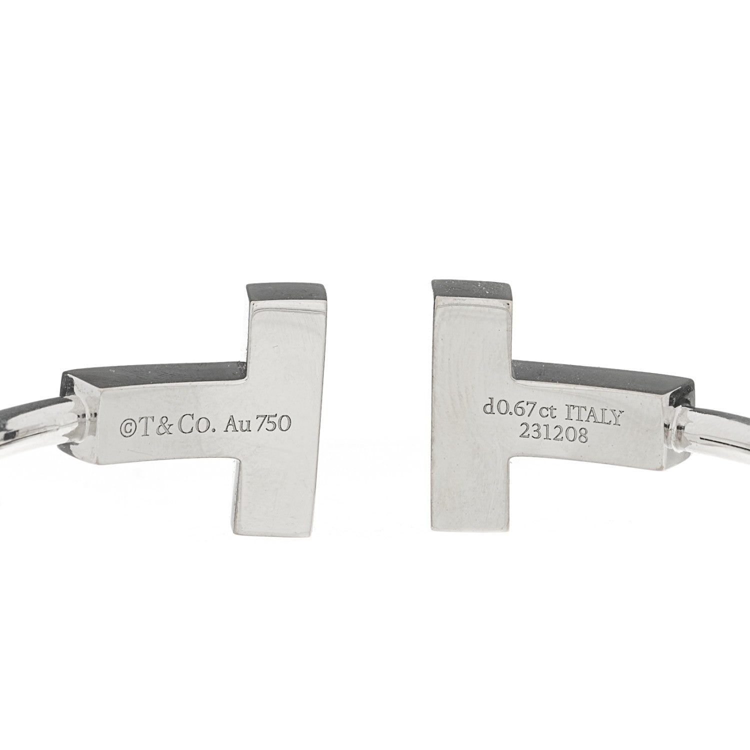 Tiffany 18K White Gold Diamond Tiffany T Wide Wire Bracelet 3 of 4