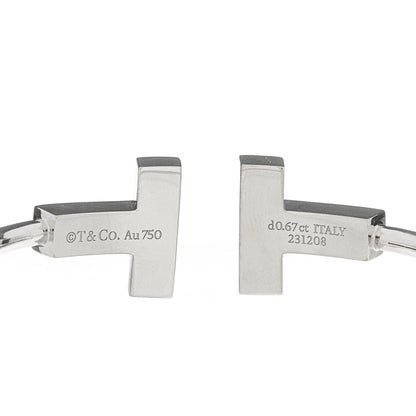 Tiffany 18K White Gold Diamond Tiffany T Wide Wire Bracelet 3 of 4
