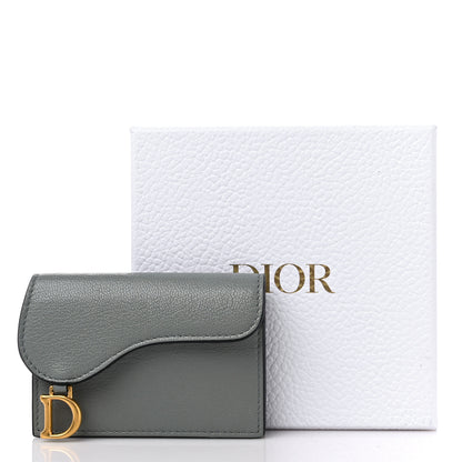 Christian Dior Goatskin Saddle Card Holder Grey 10 of 10