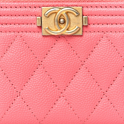 Chanel Caviar Quilted Boy Zip Around Coin Purse Wallet Pink 8 of 8