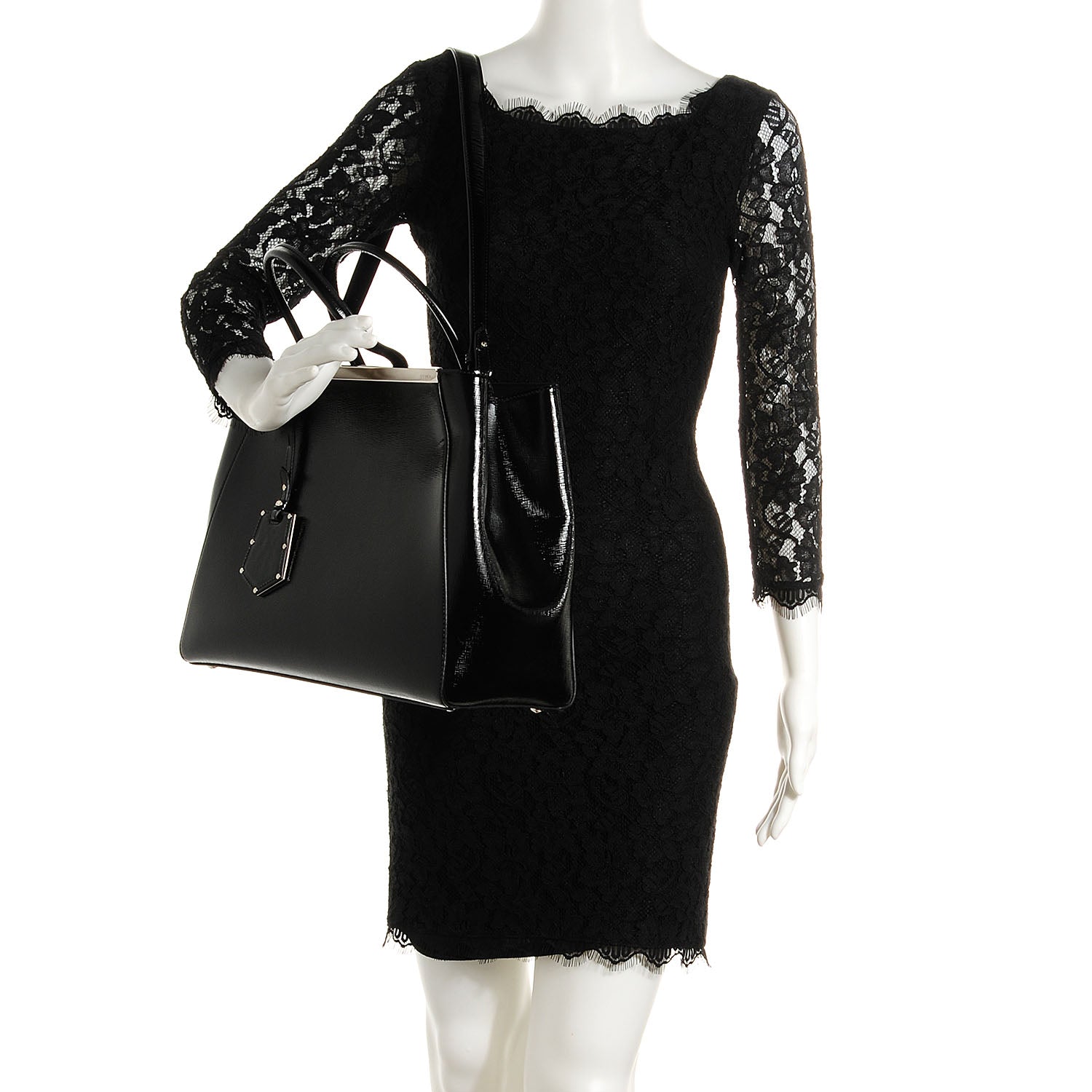 Fendi Patent Vitello Elite Regular 2Jours Tote Black 2 of 11