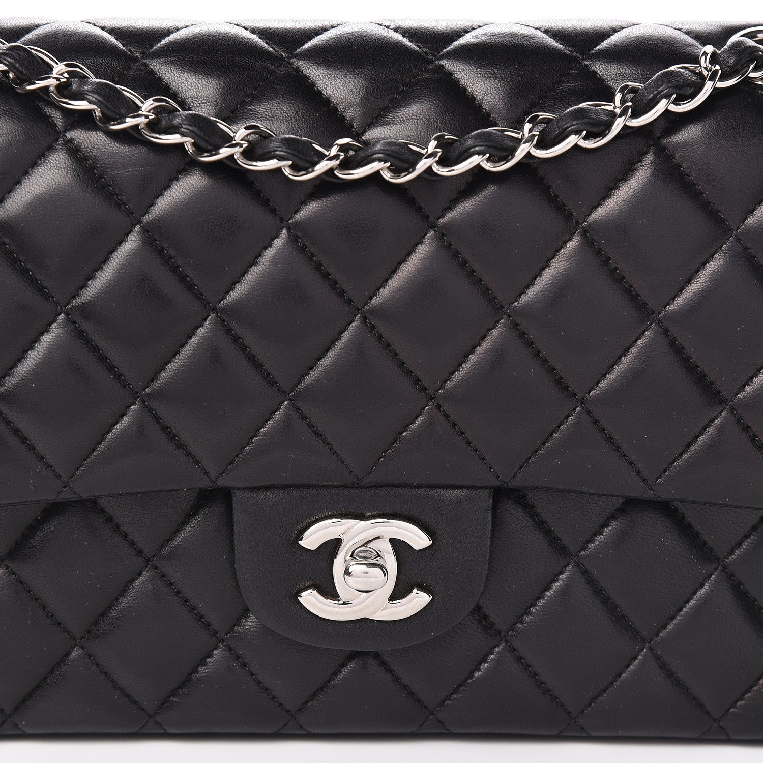 Chanel Lambskin Quilted Medium Double Flap Black 8 of 12
