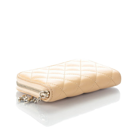 Chanel Lambskin Quilted Zip Around Card Holder Beige Clair 4 of 8