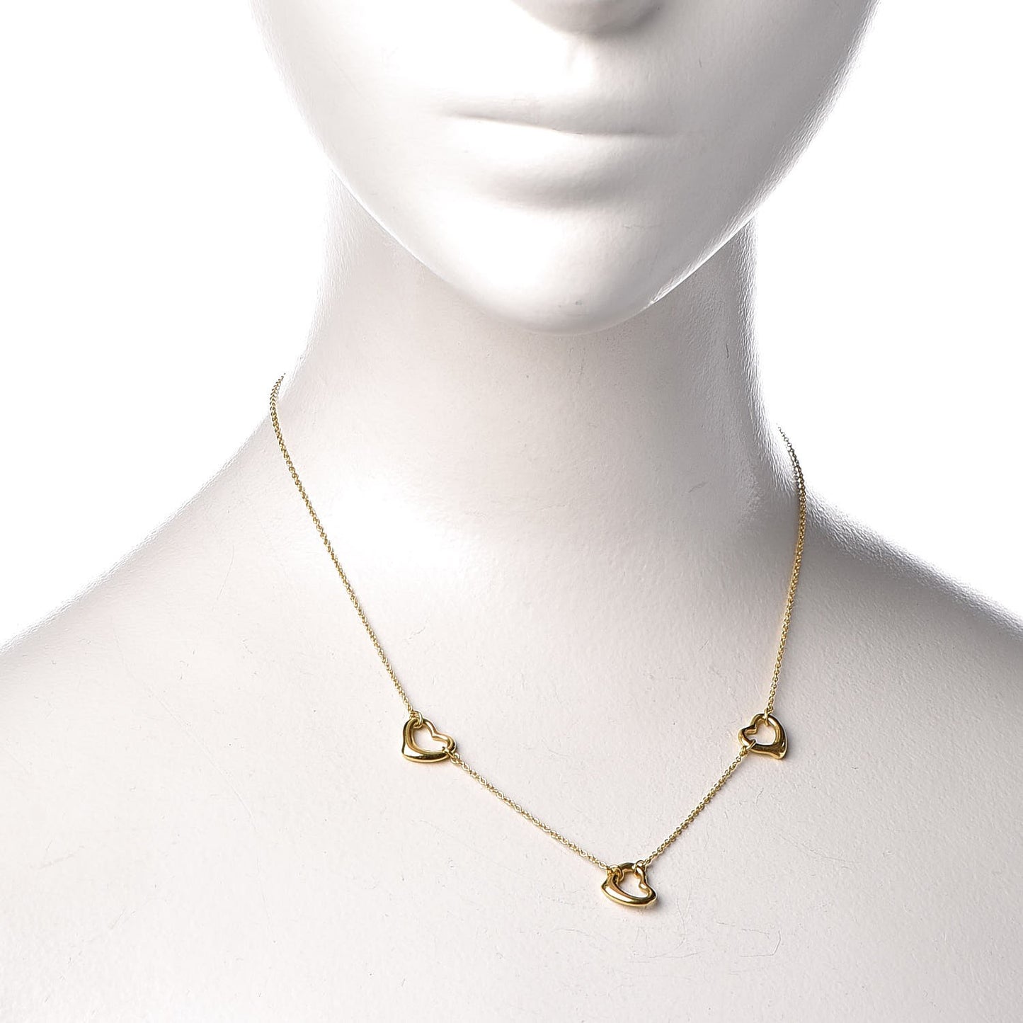 18K Yellow Gold Elsa Peretti 3 Open Heart Station Necklace