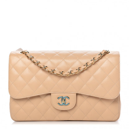 Chanel Caviar Quilted Jumbo Double Flap Light Beige 1 of 10