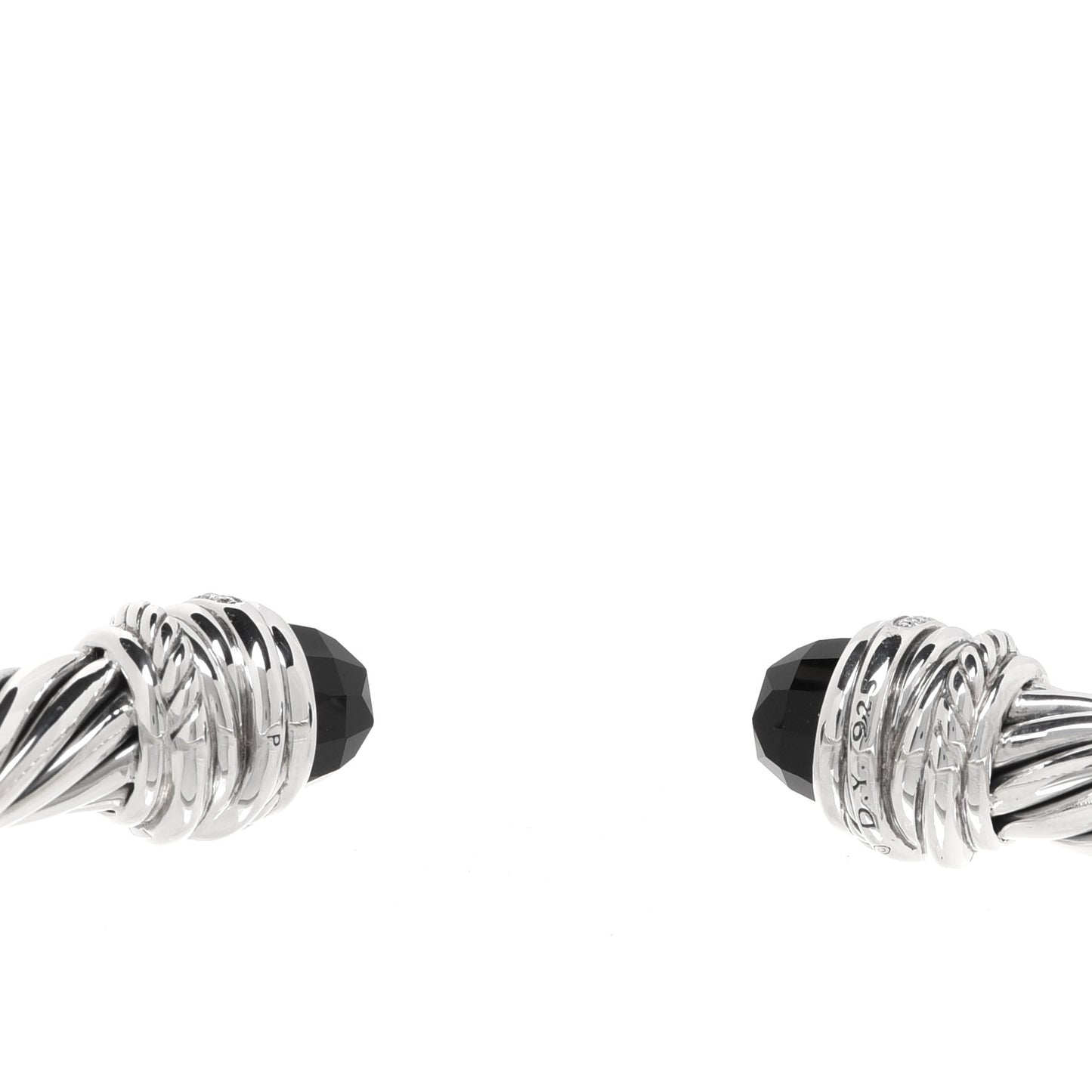 Sterling Silver Diamond Black Onyx 7mm Cable Classics Crossover Bracelet