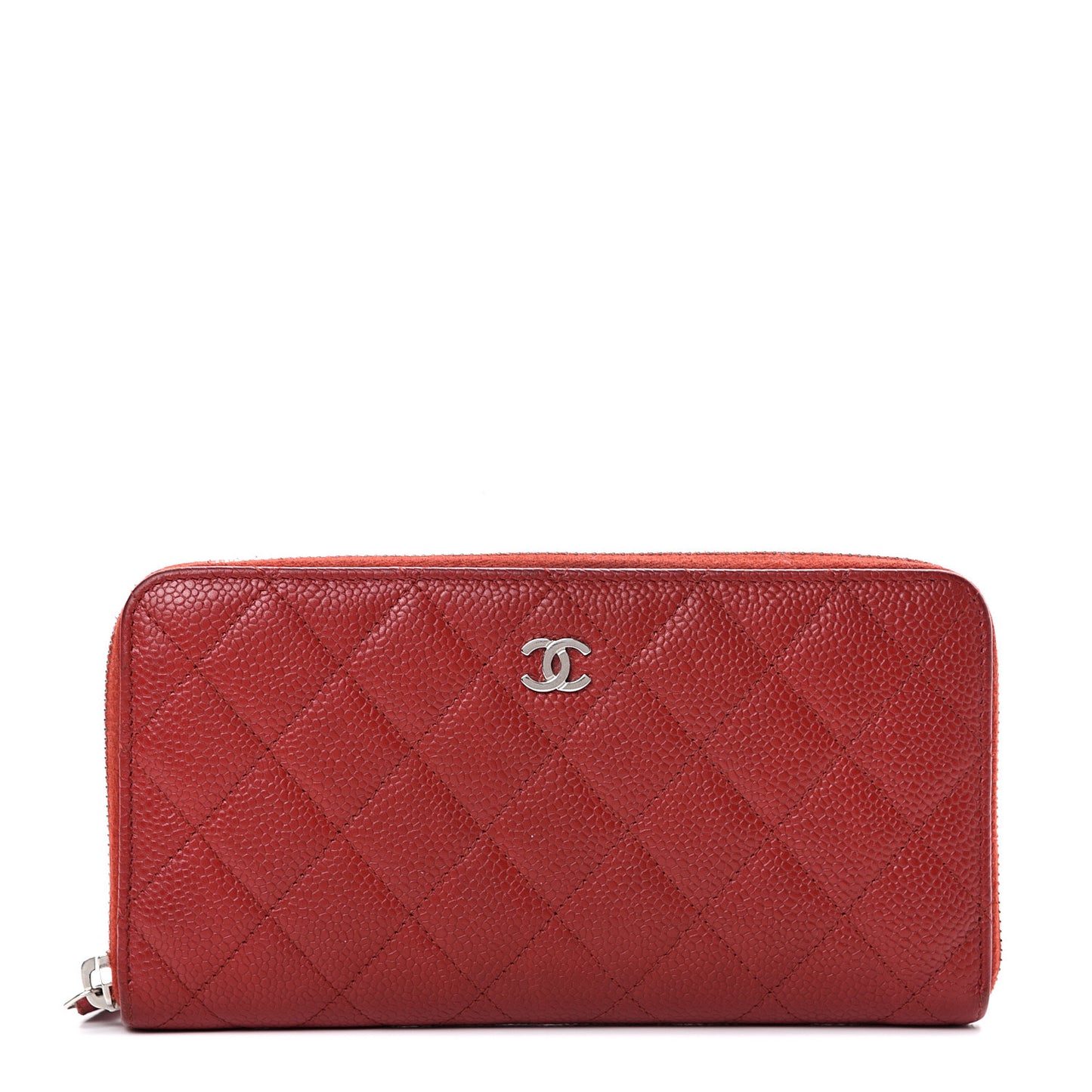 Caviar Quilted Large Gusset Zip Around Wallet Red