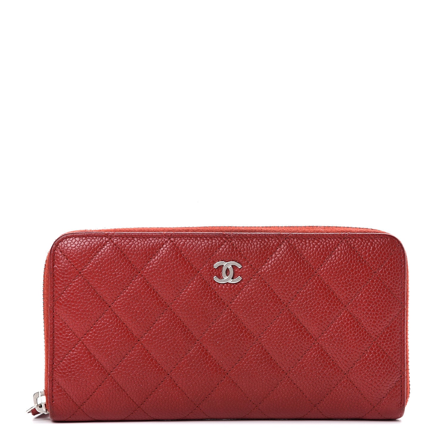 Chanel Caviar Quilted Large Gusset Zip Around Wallet Red 1 of 13
