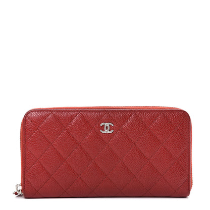 Chanel Caviar Quilted Large Gusset Zip Around Wallet Red 1 of 13