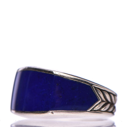 David Yurman Mens Sterling Silver Lapis Lazuli Ring 59.5 9 3 of 5