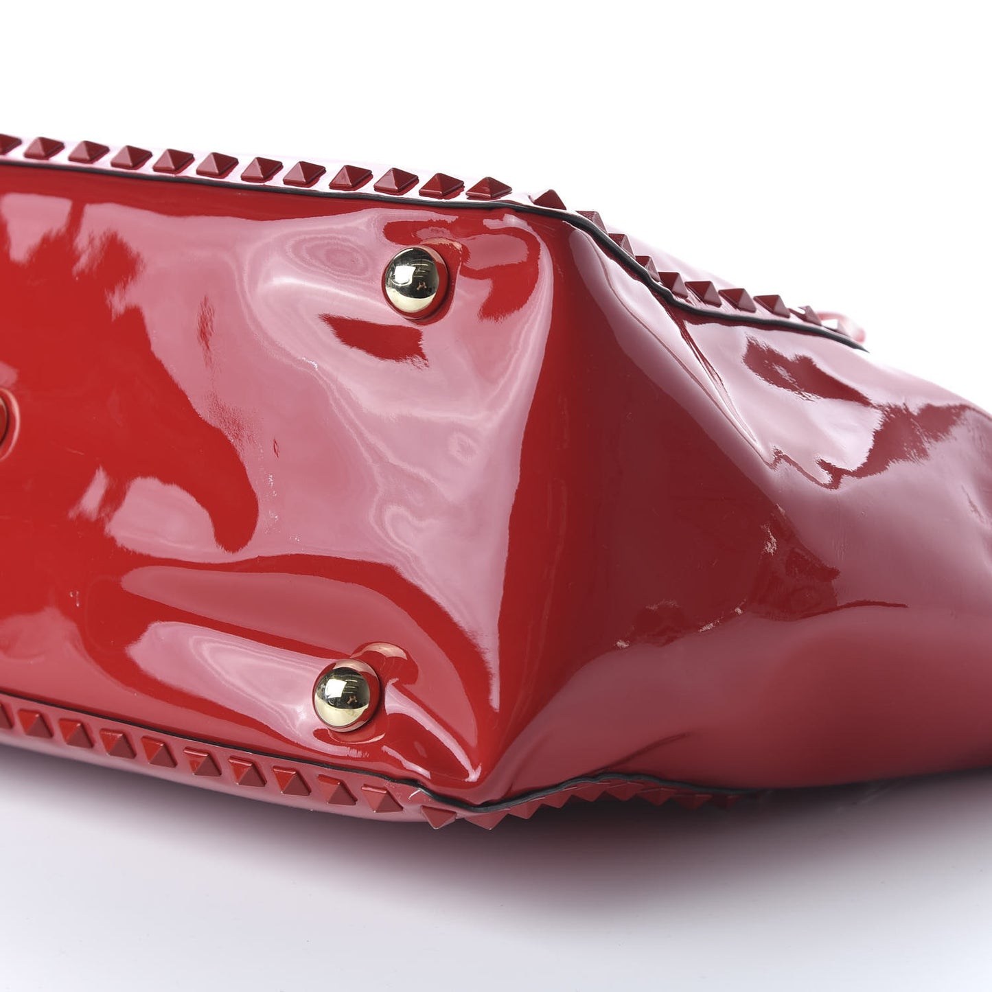 Patent Monochrome Medium Rockstud Tote Rosso Valentino