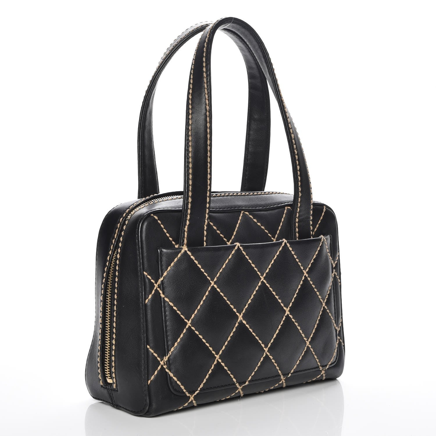Chanel Calfskin Contrast Stitch Surpique Bowler Black 3 of 8