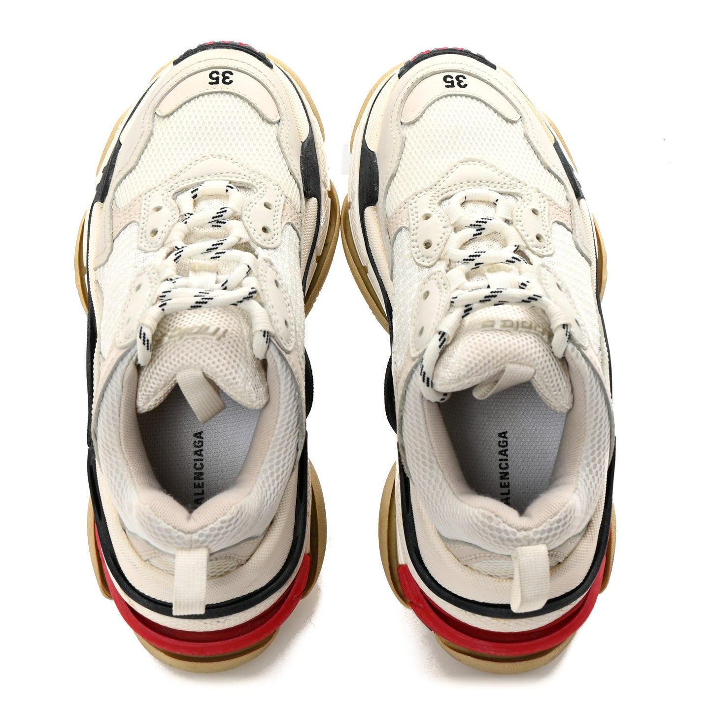 Fabric Mesh Womens Triple S Sneakers 35 Grey Red White