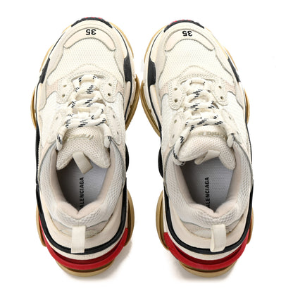 Balenciaga Fabric Mesh Womens Triple S Sneakers 35 Grey Red White 2 of 9