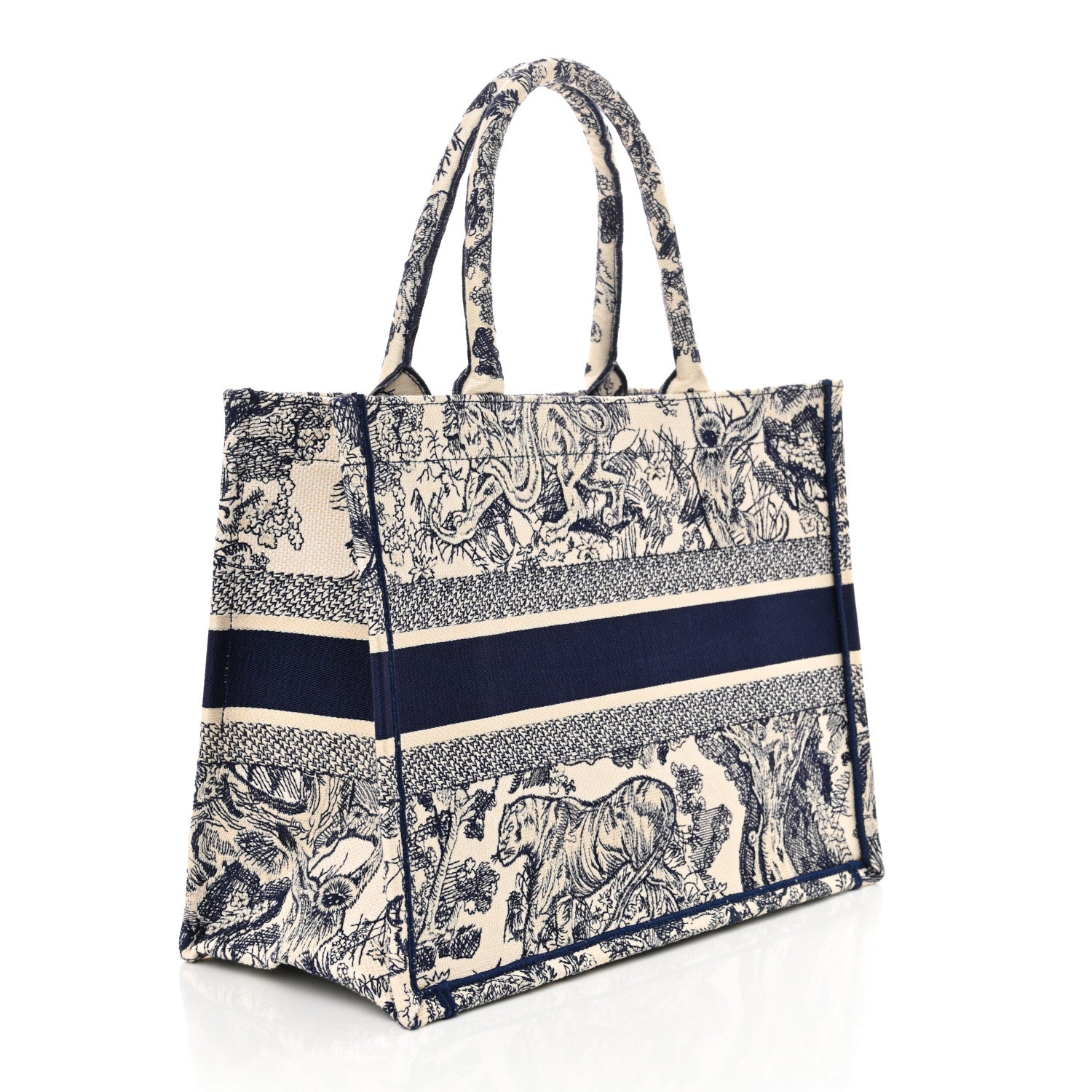 Christian Dior Canvas Embroidered Medium Dioriviera Toile De Jouy Book Tote Blue 3 of 13