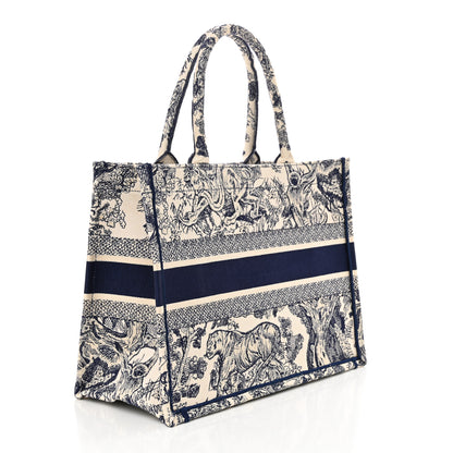 Christian Dior Canvas Embroidered Medium Dioriviera Toile De Jouy Book Tote Blue 3 of 13