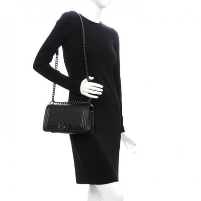Chanel Calfskin Quilted Medium Boy Flap So Black 2 of 9
