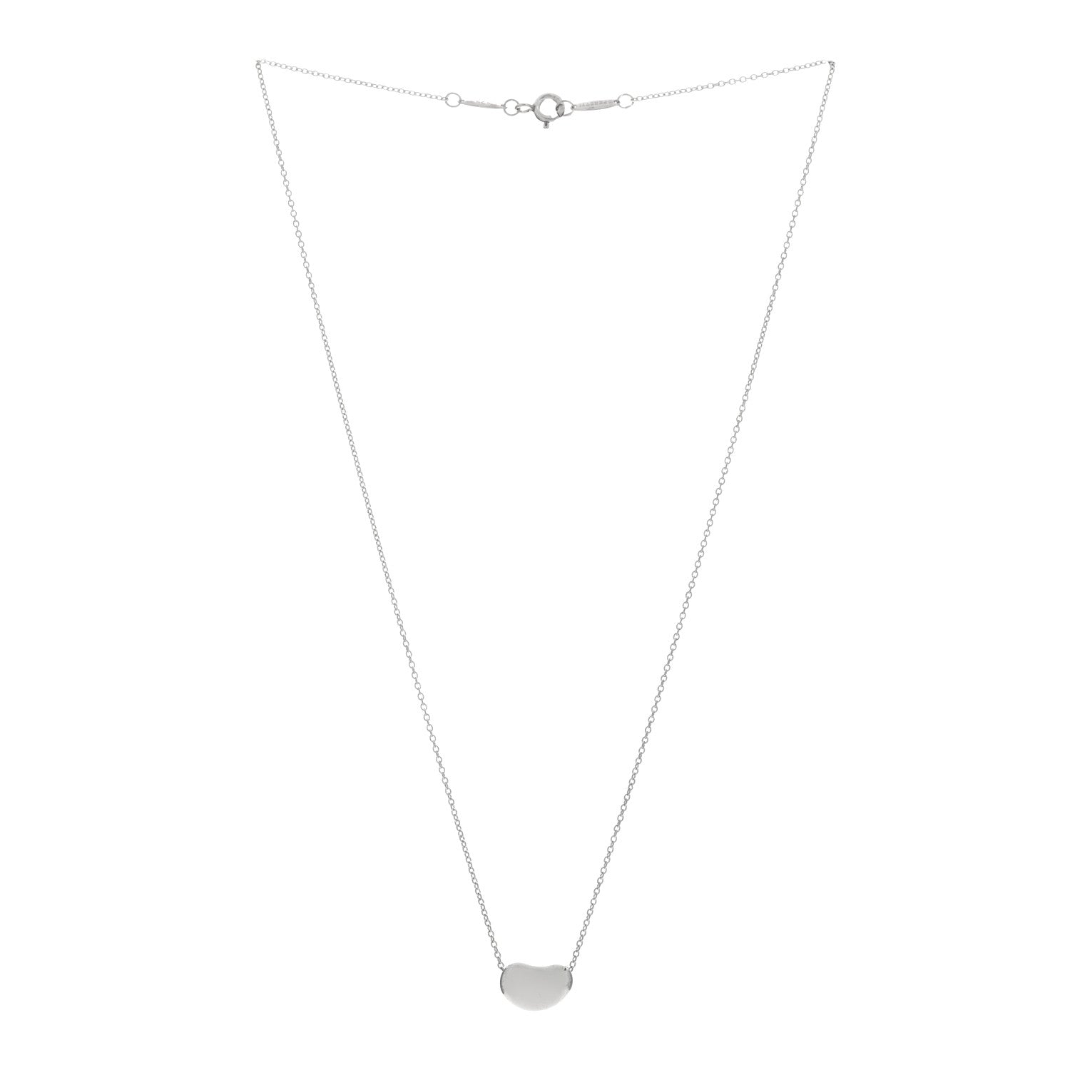 Tiffany Sterling Silver 12mm Elsa Peretti Bean Pendant Necklace 2 of 4