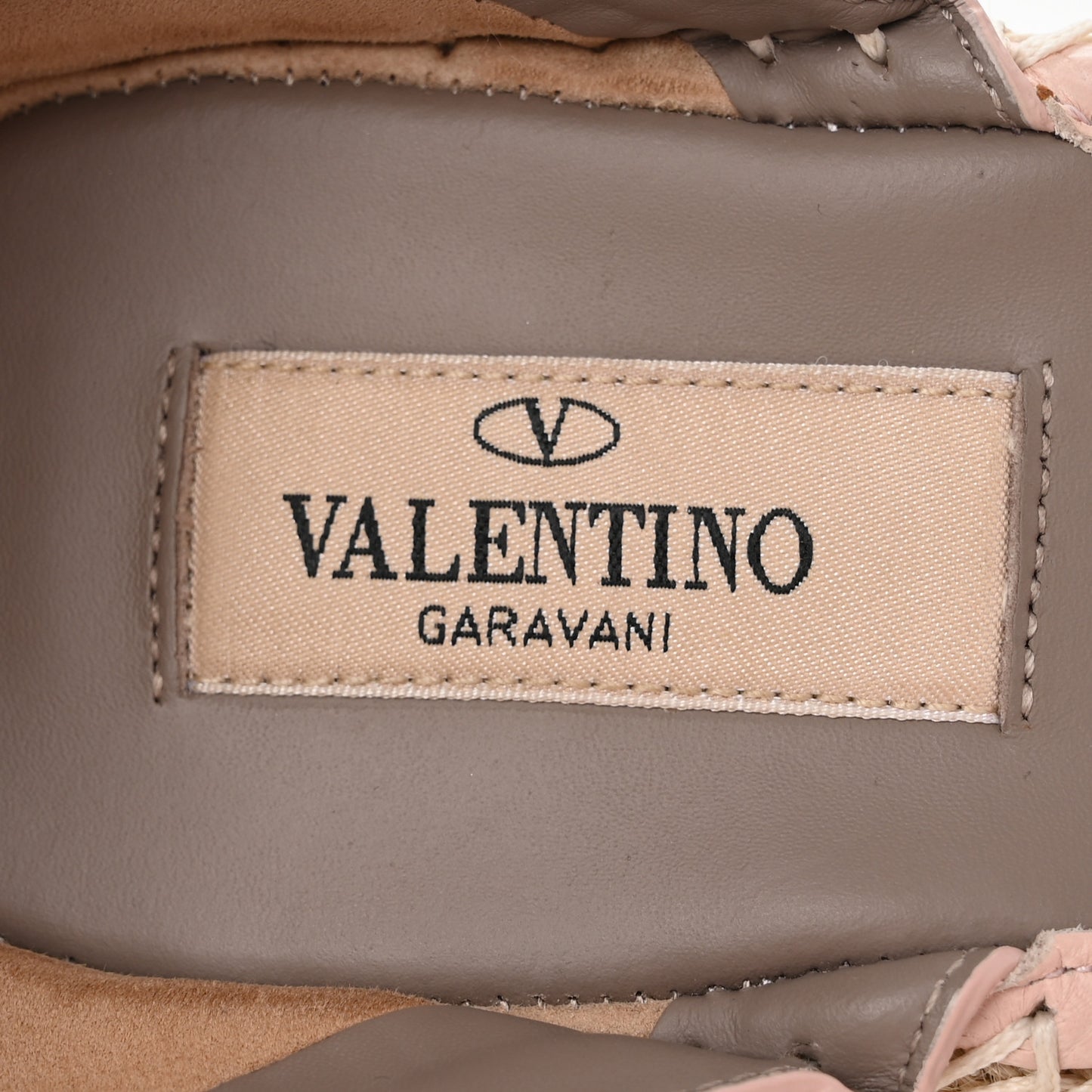 Grained Calfskin Rockstud Ankle Strap Espadrille 15/105mm Wedge Sandals 41 Rose Quartz Natural
