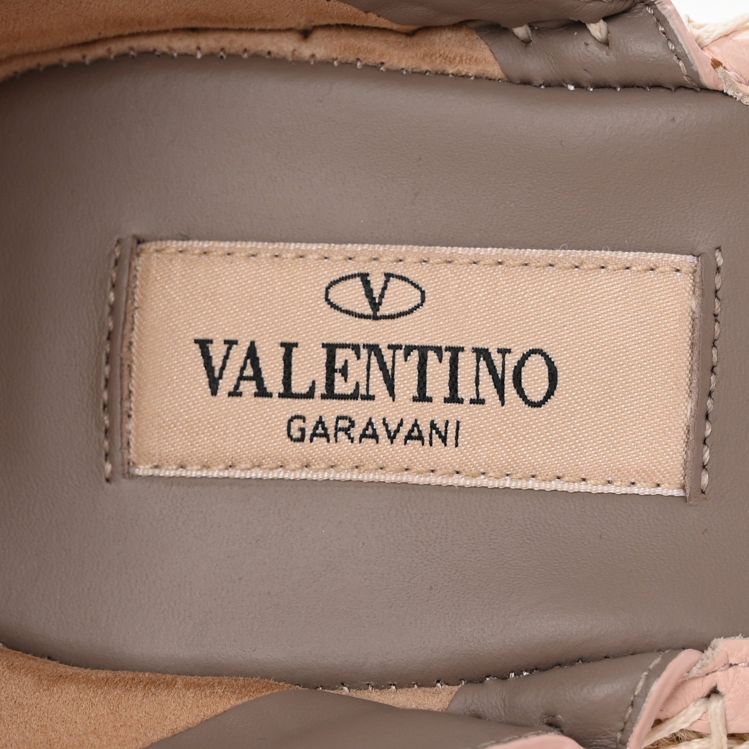 Valentino Garavani Grained Calfskin Rockstud Ankle Strap Espadrille 15/105mm Wedge Sandals 41 Rose Quartz Natural 8 of 11