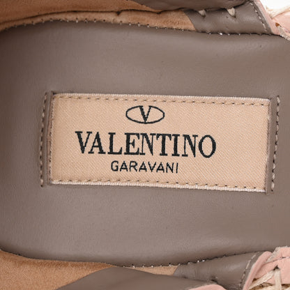 Valentino Garavani Grained Calfskin Rockstud Ankle Strap Espadrille 15/105mm Wedge Sandals 41 Rose Quartz Natural 8 of 11