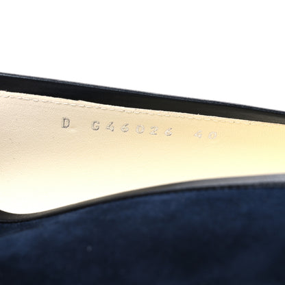 Chanel Suede Calfskin Cap Toe CC Ballerina Flats 40 Navy Black 9 of 10