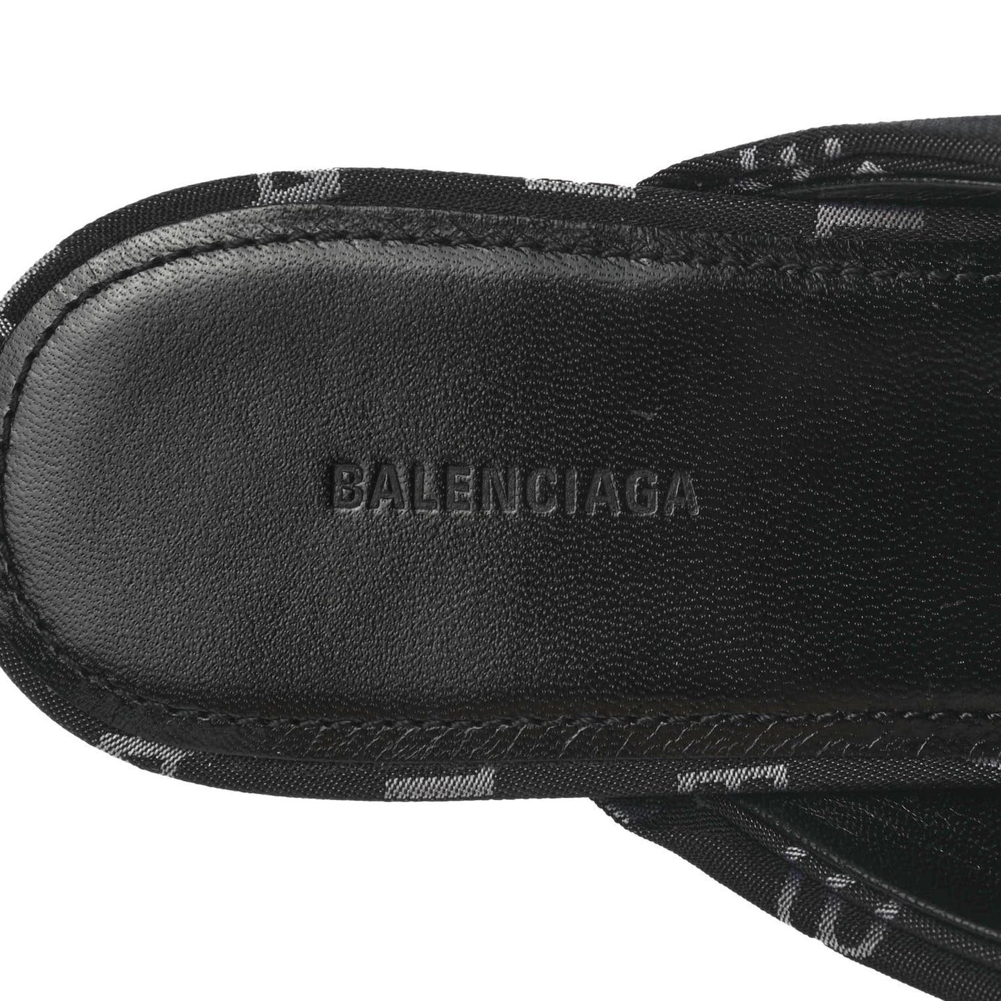 Jacquard Allover Logo Drapy 80mm Sandals 36.5 Black White