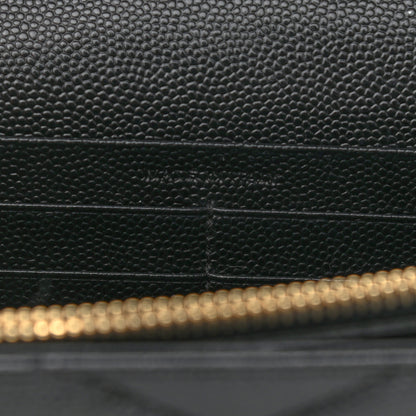 Saint Laurent Grain De Poudre Matelasse Chevron Monogram Chain Wallet Black 7 of 11