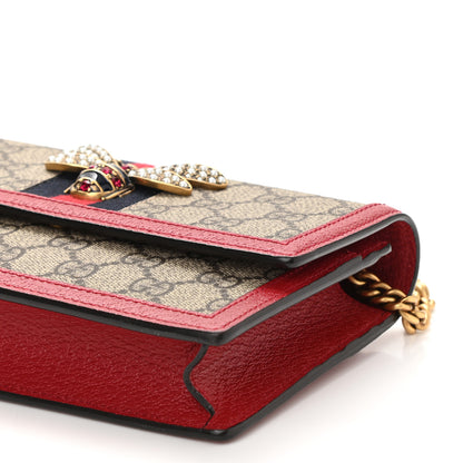 Gucci GG Supreme Monogram Web Queen Margaret Chain Wallet Red 9 of 9