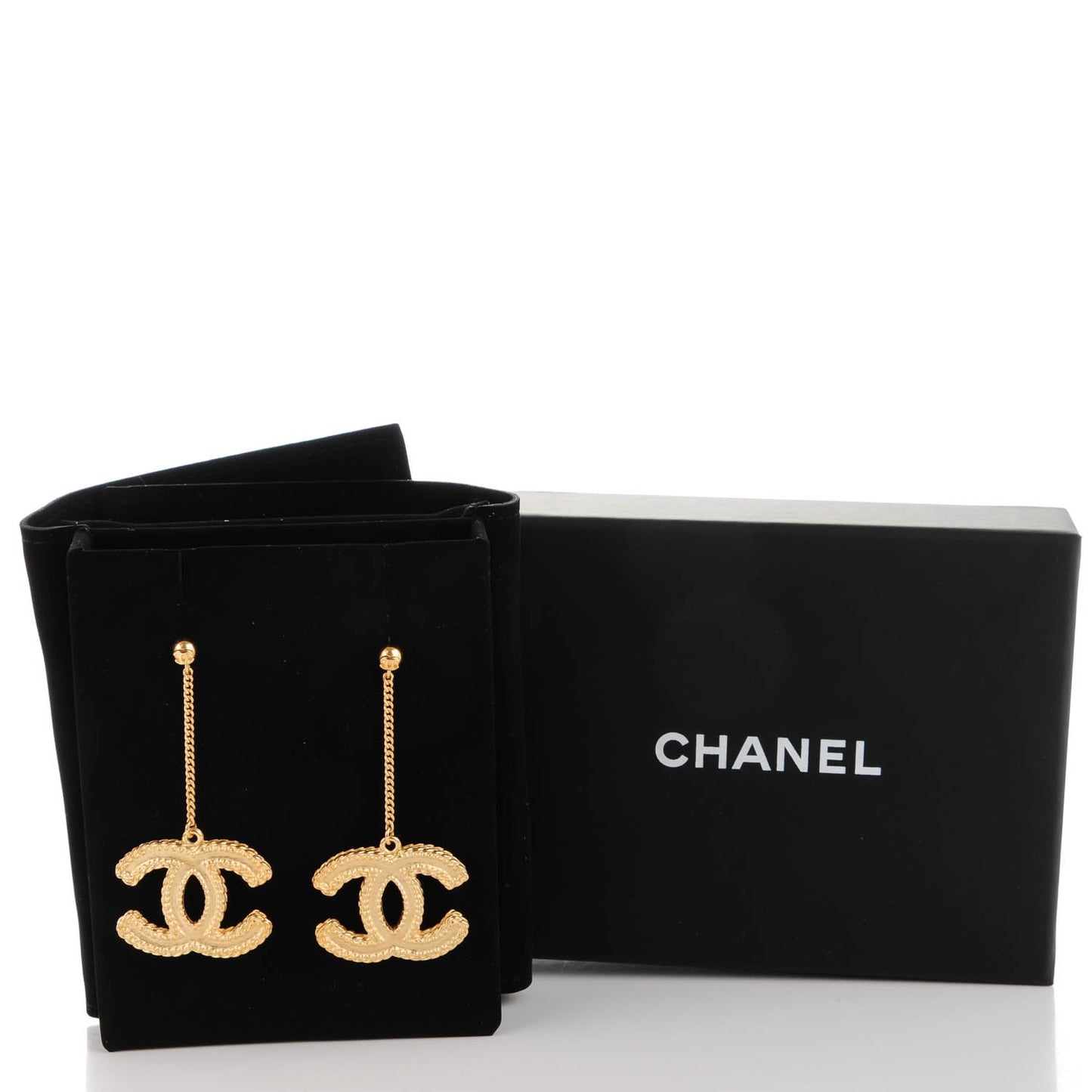 CC Drop Earrings Matte Gold