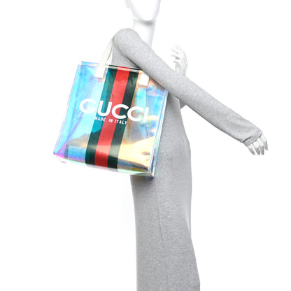 Gucci Iridescent Vinyl Logo Web Vertical Tote Multicolor 2 of 11