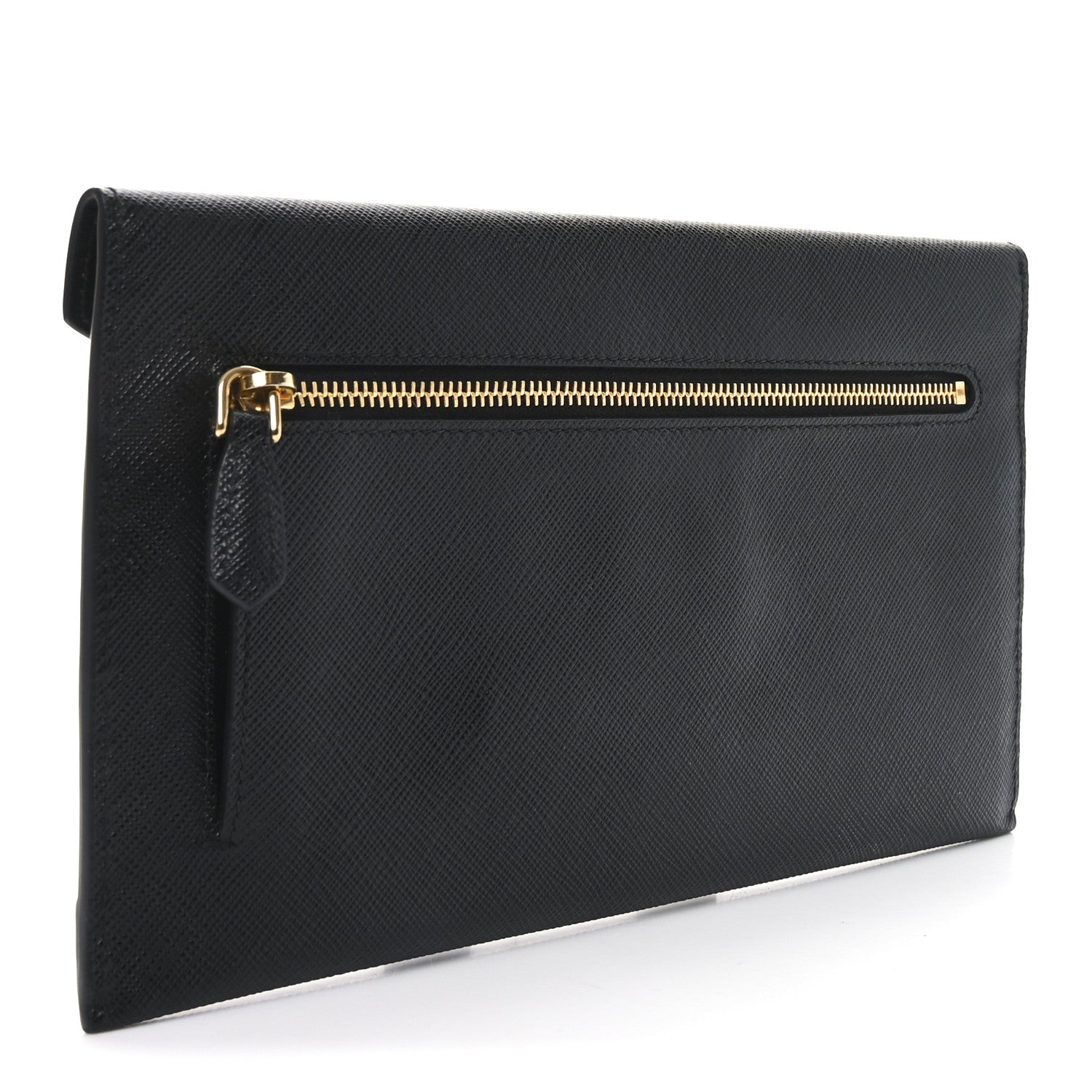 Prada Saffiano City Calfskin Envelope Wallet Black 3 of 7
