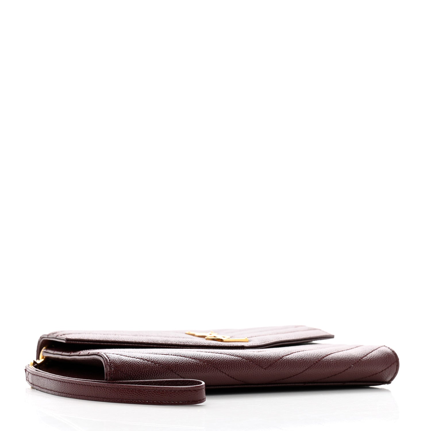 Saint Laurent Grain De Poudre Matelasse Chevron Monogram Envelope Clutch Rouge Legion 4 of 9