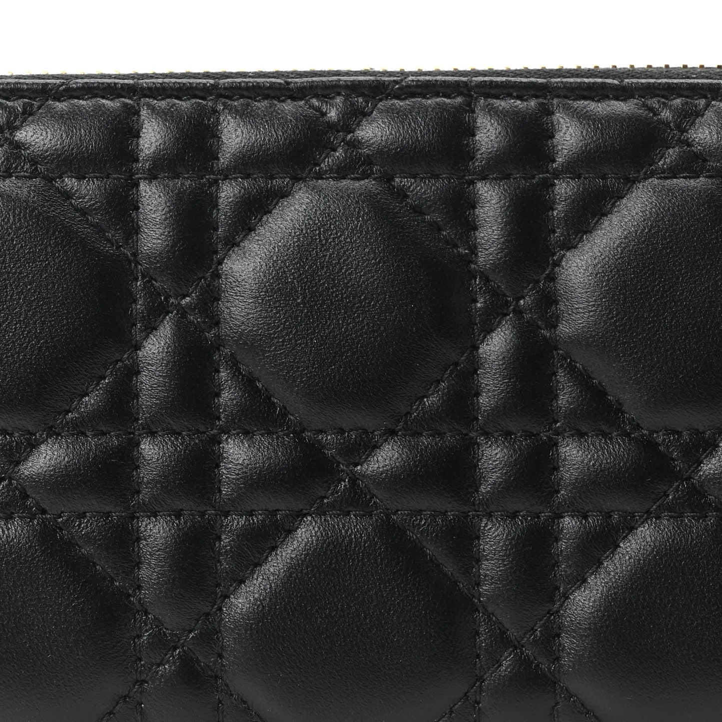 Lambskin Cannage Lady Dior Zip Wallet Black