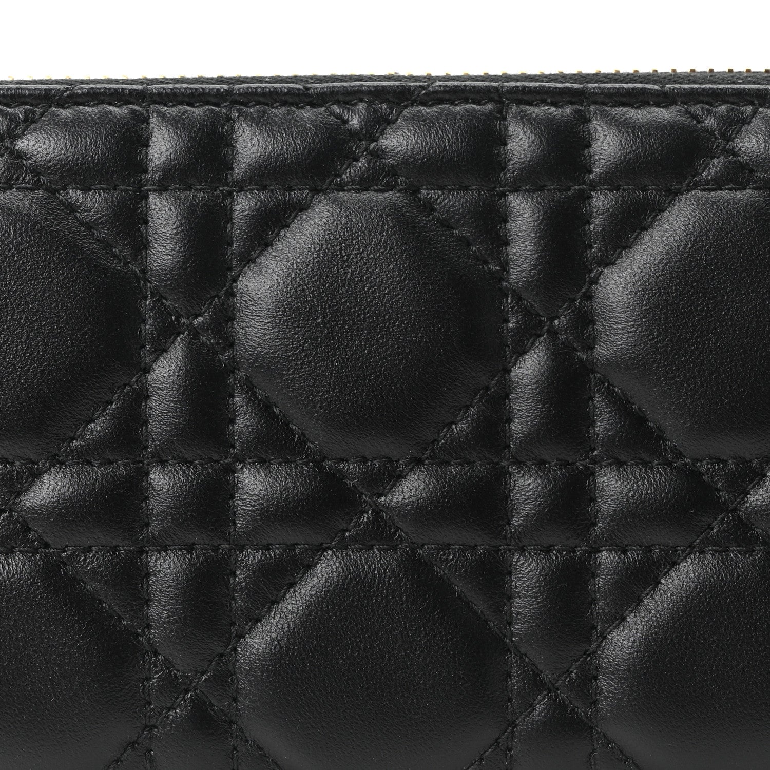 Christian Dior Lambskin Cannage Lady Dior Zip Wallet Black 8 of 11