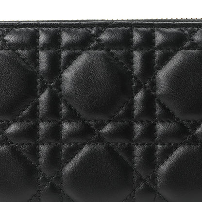 Christian Dior Lambskin Cannage Lady Dior Zip Wallet Black 8 of 11