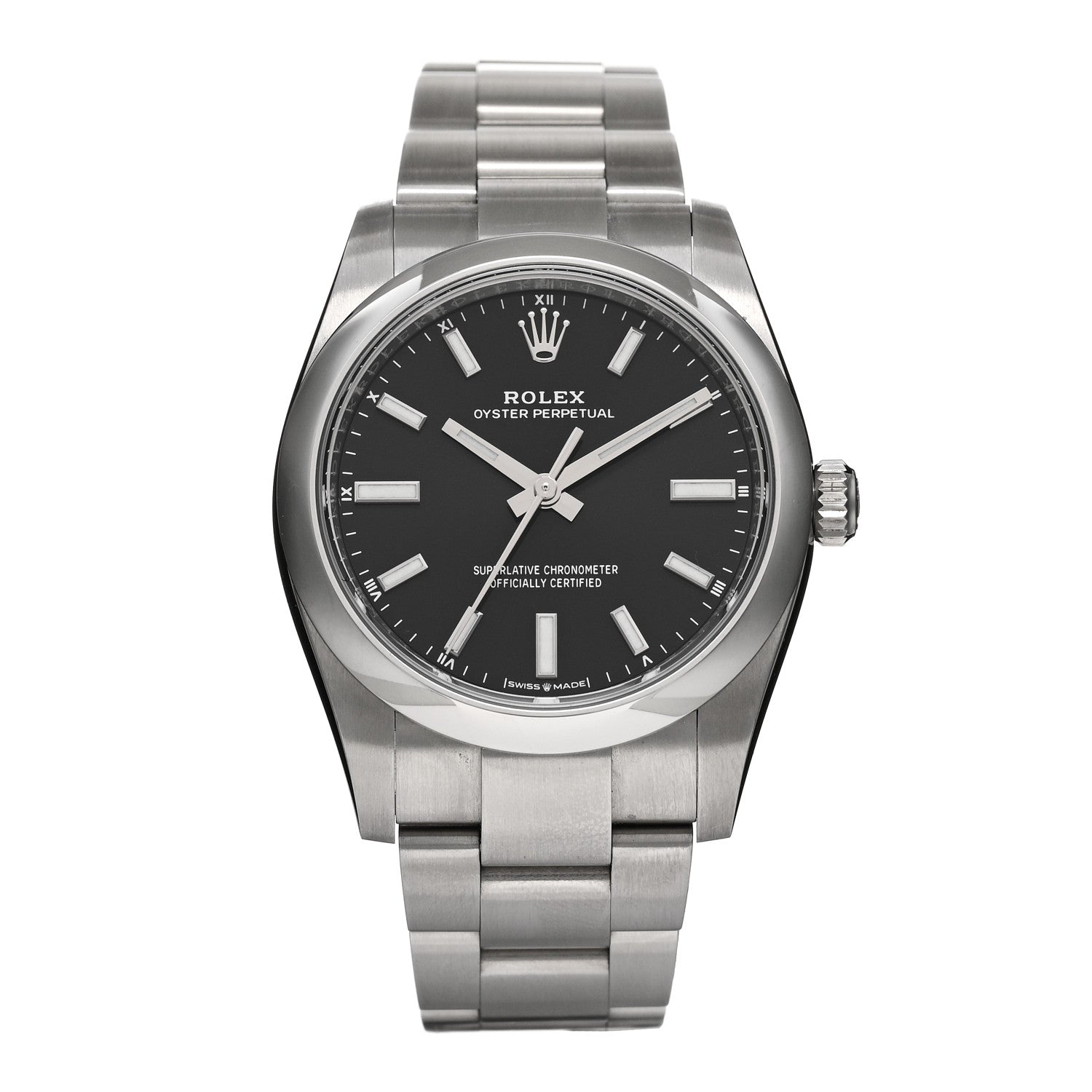 Rolex Stainless Steel 34mm Oyster Perpetual Watch Bright Black 124200 1 of 5
