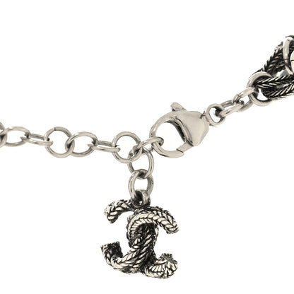 Chanel Twisted Chain Link Crystal CC Choker Necklace Ruthenium 4 of 5
