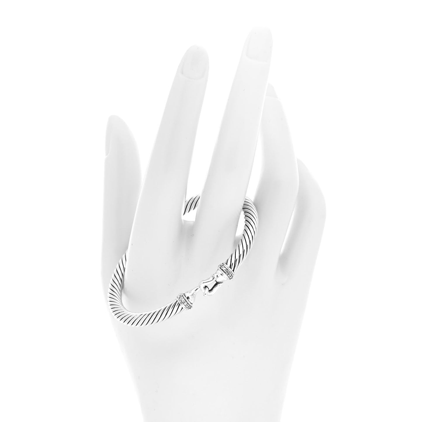 Sterling Silver Diamond 5mm Cable Buckle Bracelet