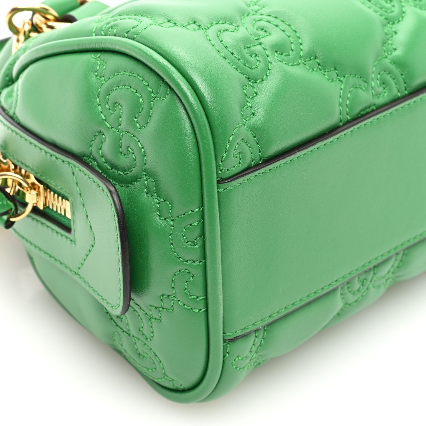 Calfskin GG Matelasse Mini Bowler Bag Spring Green Natural