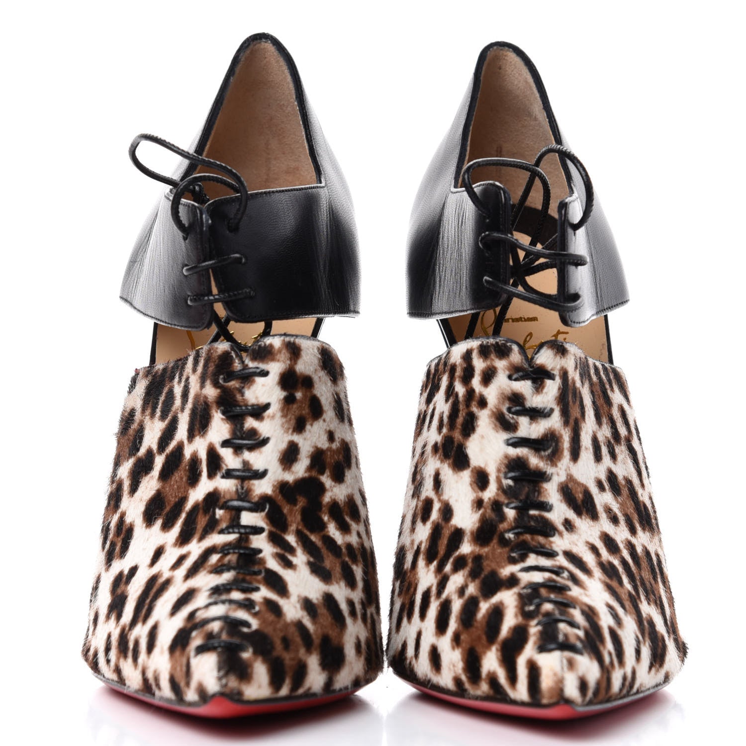 Christian Louboutin Pony Hair Leopard Corsita 120 Ankle Boots 38 White Black 2 of 9