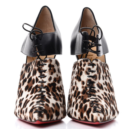 Christian Louboutin Pony Hair Leopard Corsita 120 Ankle Boots 38 White Black 2 of 9