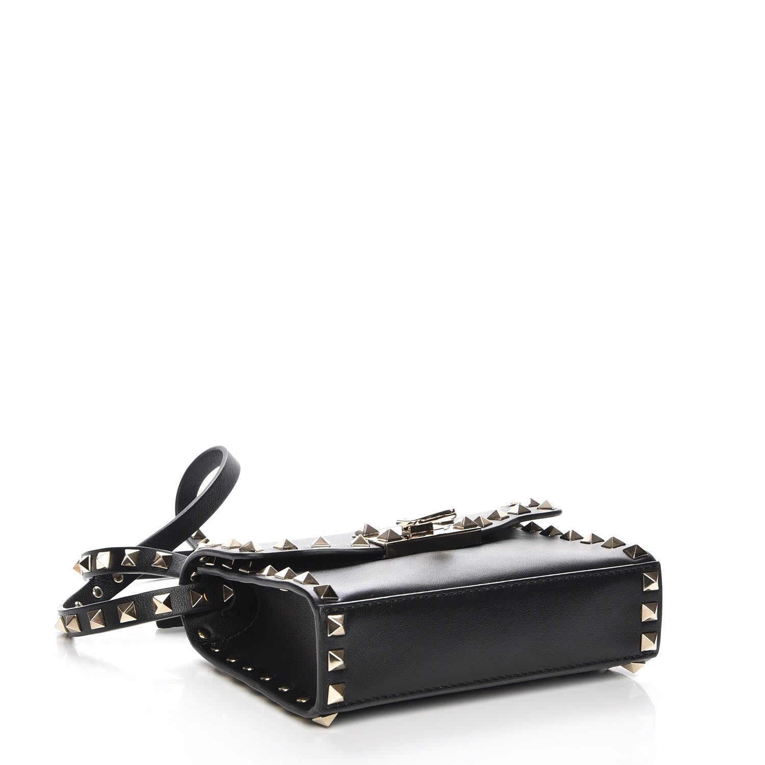 Valentino Garavani Vitello Mini Rockstud Flip Lock Crossbody Bag Black 4 of 6