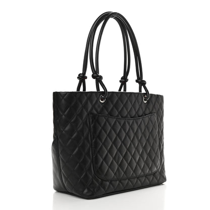 Chanel Calfskin Quilted Large Cambon Tote Black White 3 of 9