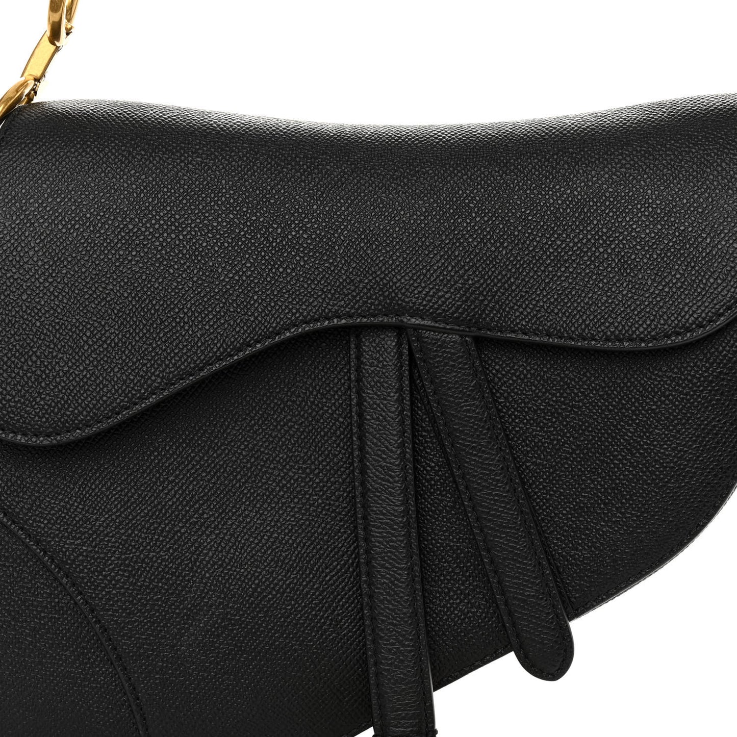 CHRISTIAN DIOR Grained Calfskin Saddle Bag Black