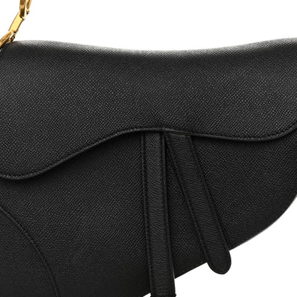 Christian Dior CHRISTIAN DIOR Grained Calfskin Saddle Bag Black 7 of 11